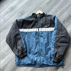Vintage Fila Black and Blue Windbreaker Jacket